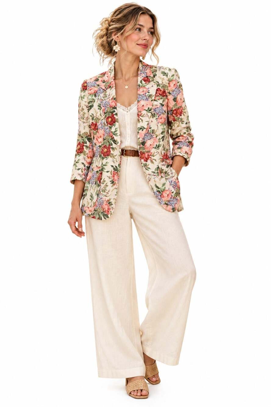 Vintage JH Collectibles Petites Floral Blazer Size 8 Cottagecore Romantic USA